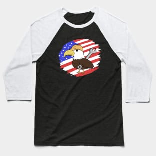 US Flag Labor Day Cute Bald Eagle Baseball T-Shirt